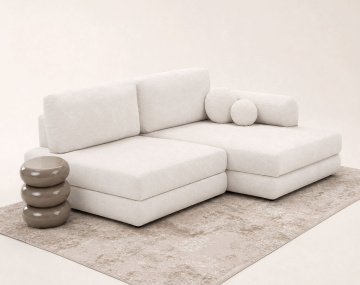 Canapé APRIL angle droit 4 places convertible coffre velours texturé | Best Mobilier