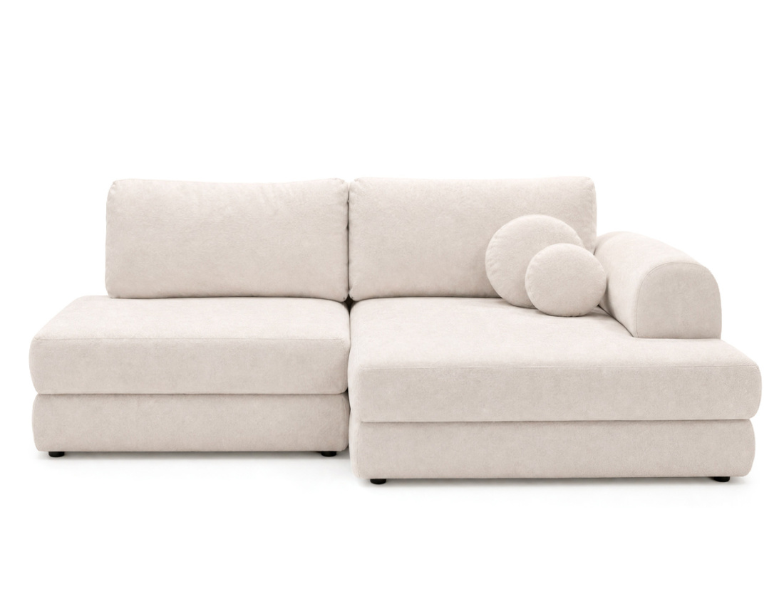 Canapé APRIL angle droit 4 places convertible coffre velours texturé | Best Mobilier