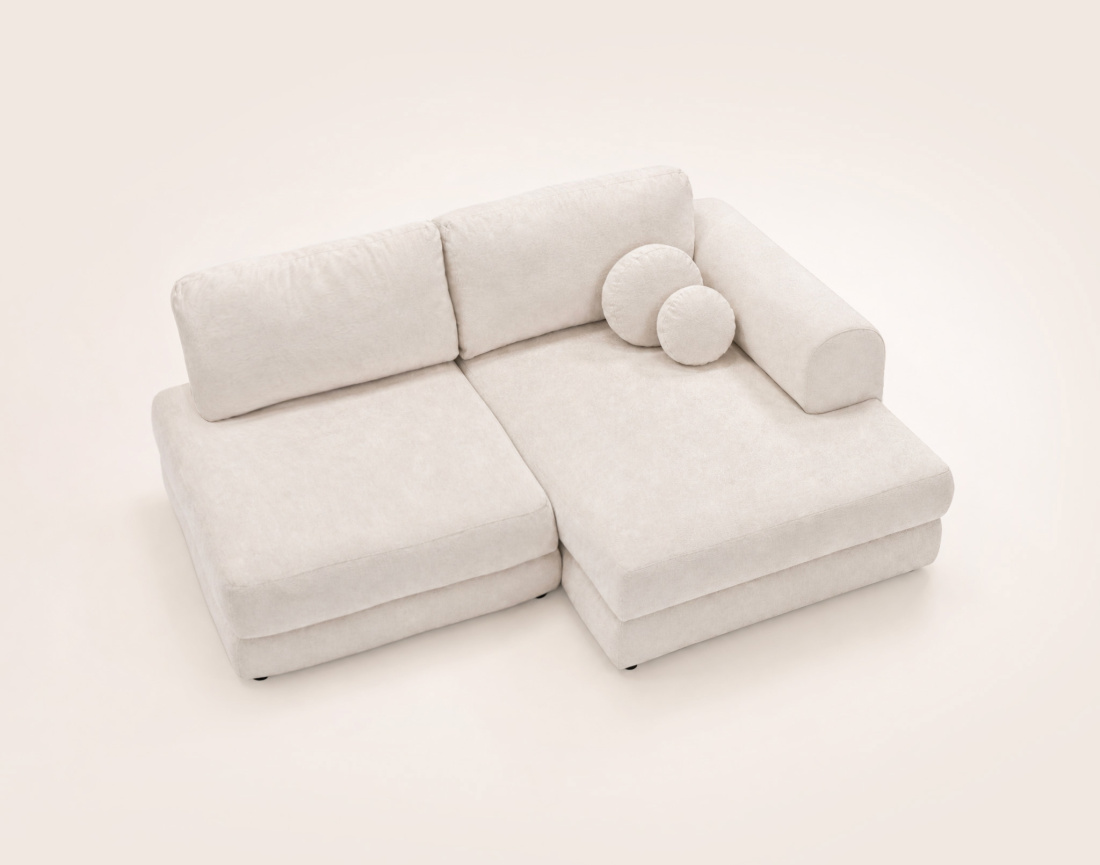 Canapé APRIL angle droit 4 places convertible coffre velours texturé | Best Mobilier