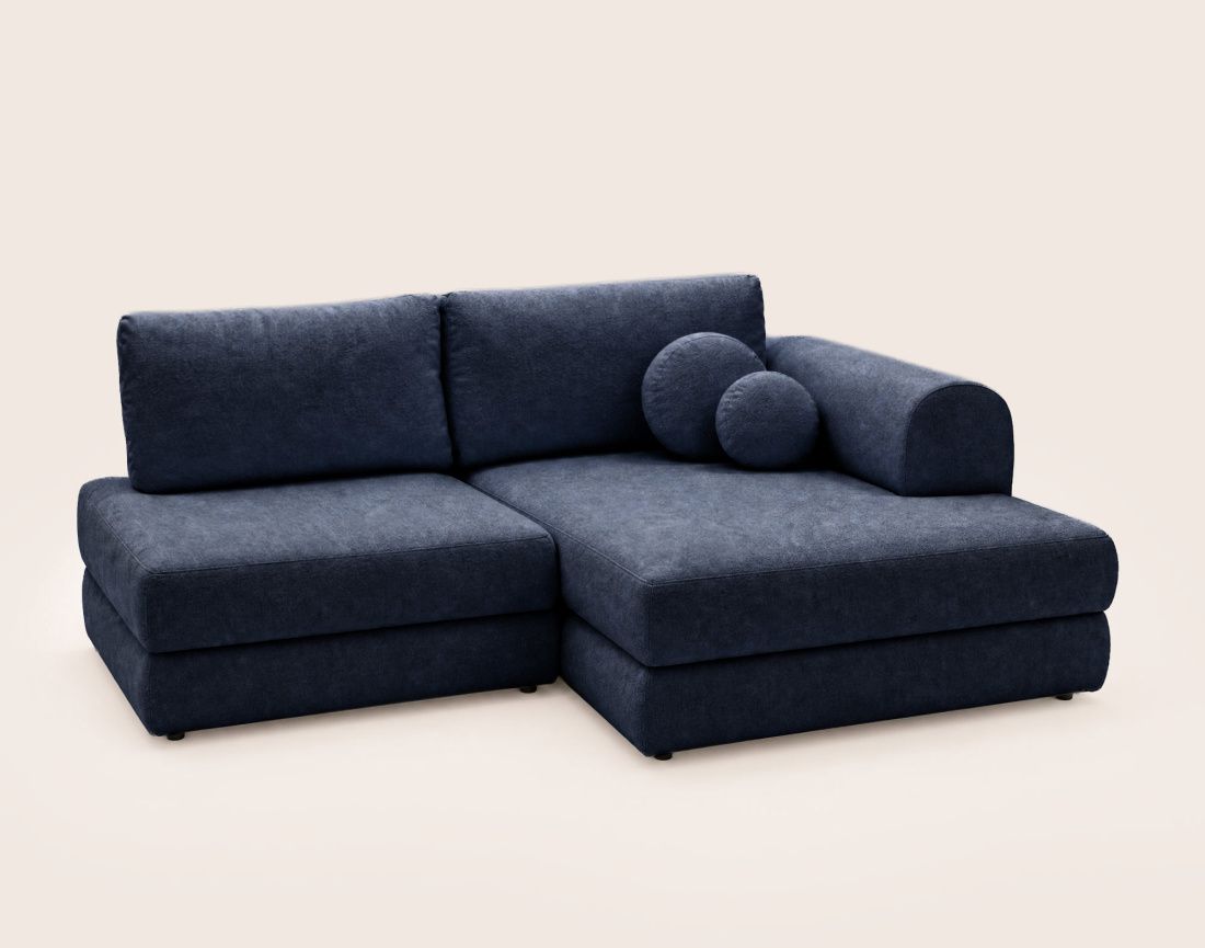 Canapé APRIL angle droit 4 places convertible coffre velours texturé | Best Mobilier