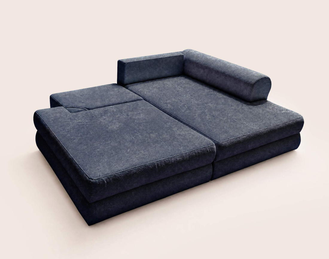 Canapé APRIL angle droit 4 places convertible coffre velours texturé | Best Mobilier