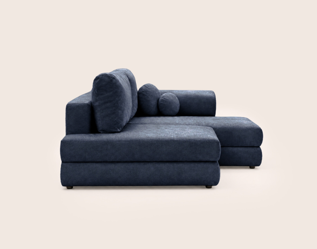 Canapé APRIL angle droit 4 places convertible coffre velours texturé | Best Mobilier