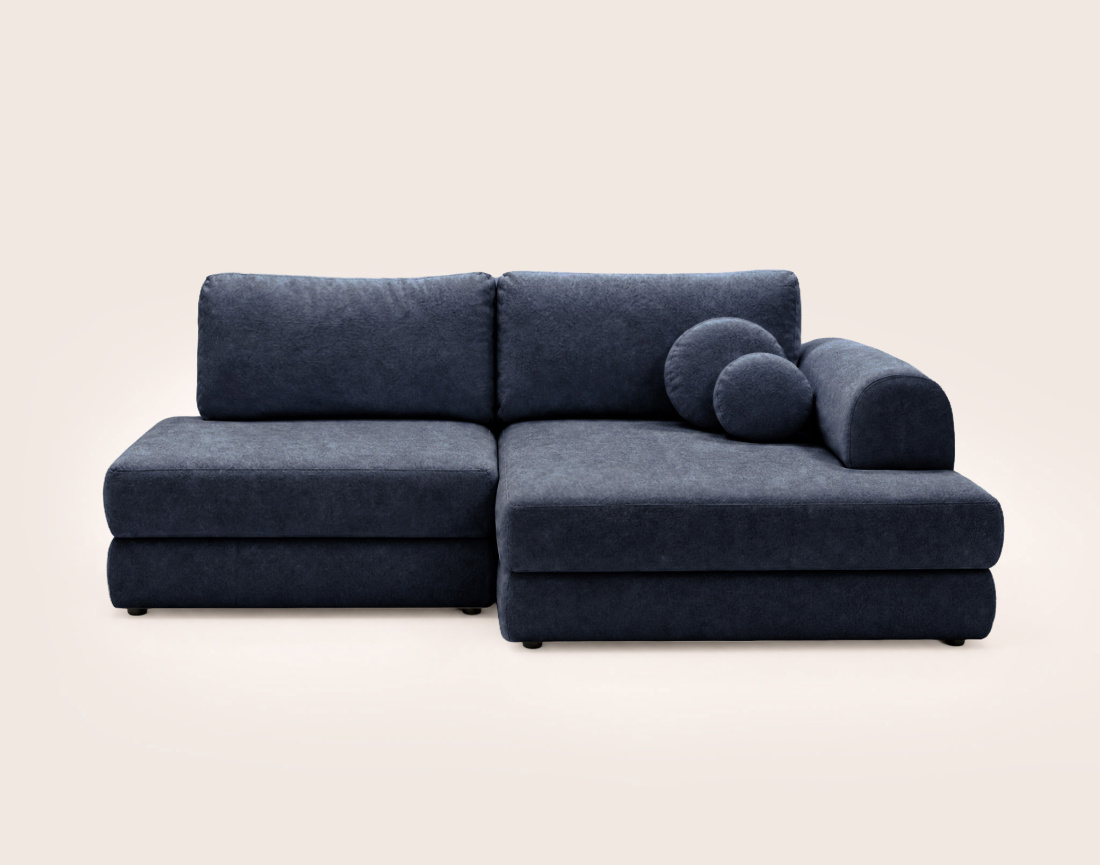 Canapé APRIL angle droit 4 places convertible coffre velours texturé | Best Mobilier
