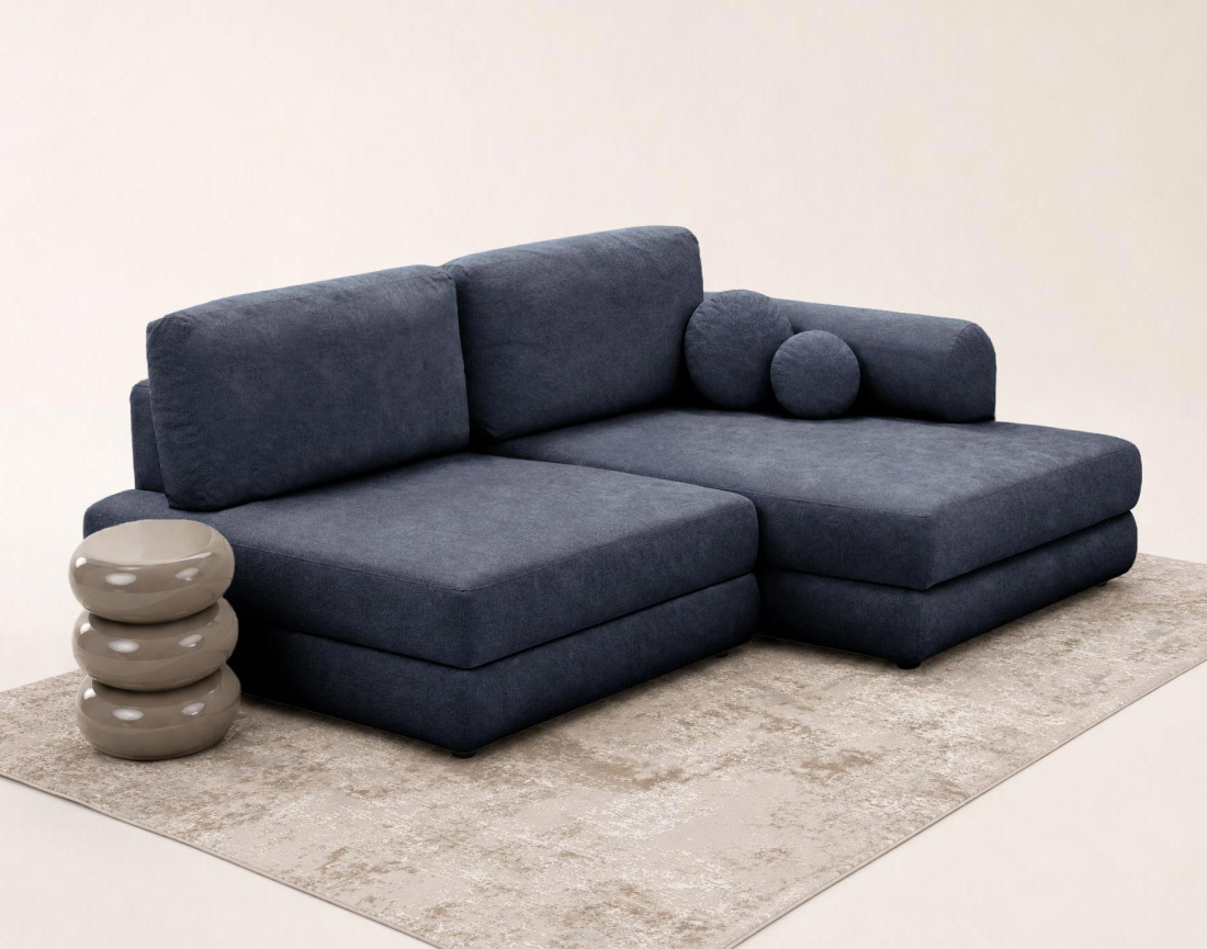 Canapé APRIL angle droit 4 places convertible coffre velours texturé | Best Mobilier