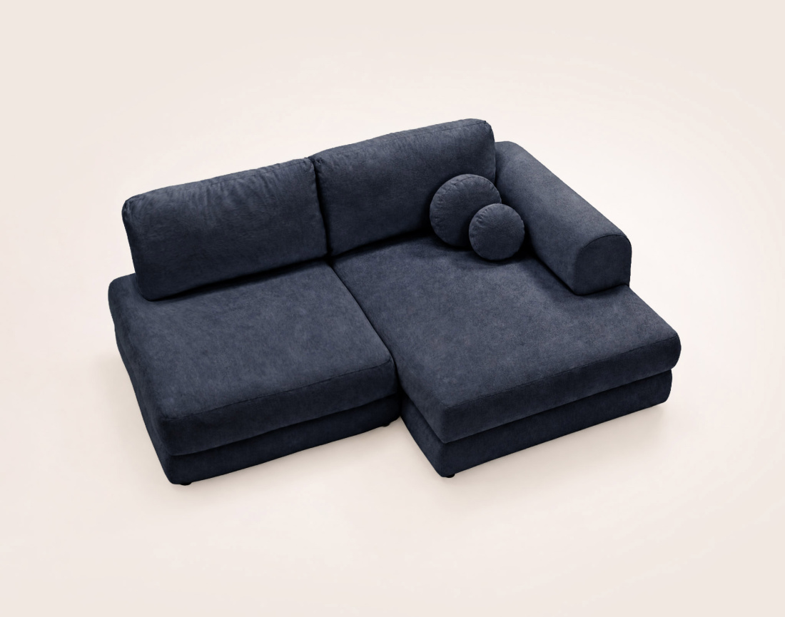 Canapé APRIL angle droit 4 places convertible coffre velours texturé | Best Mobilier