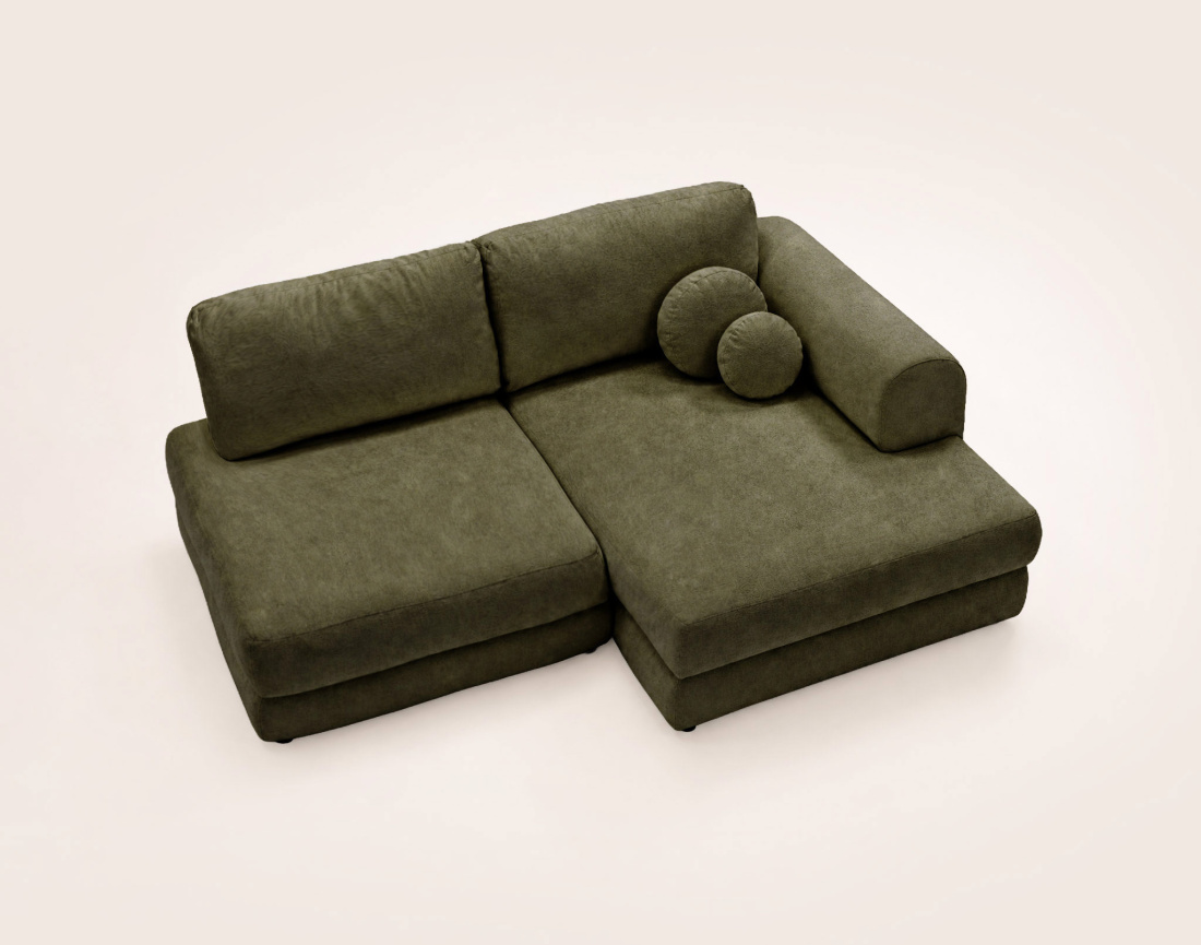 Canapé APRIL angle droit 4 places convertible coffre velours texturé | Best Mobilier
