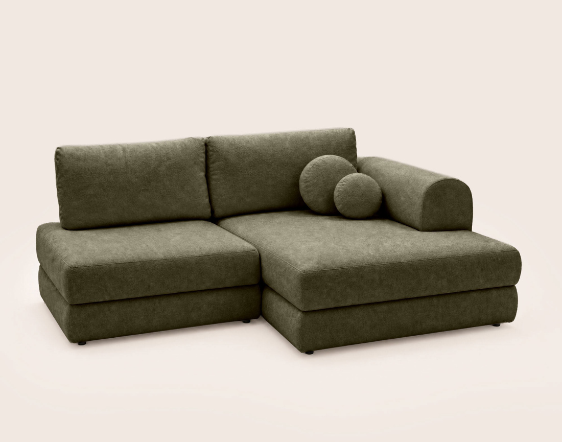 Canapé APRIL angle droit 4 places convertible coffre velours texturé | Best Mobilier