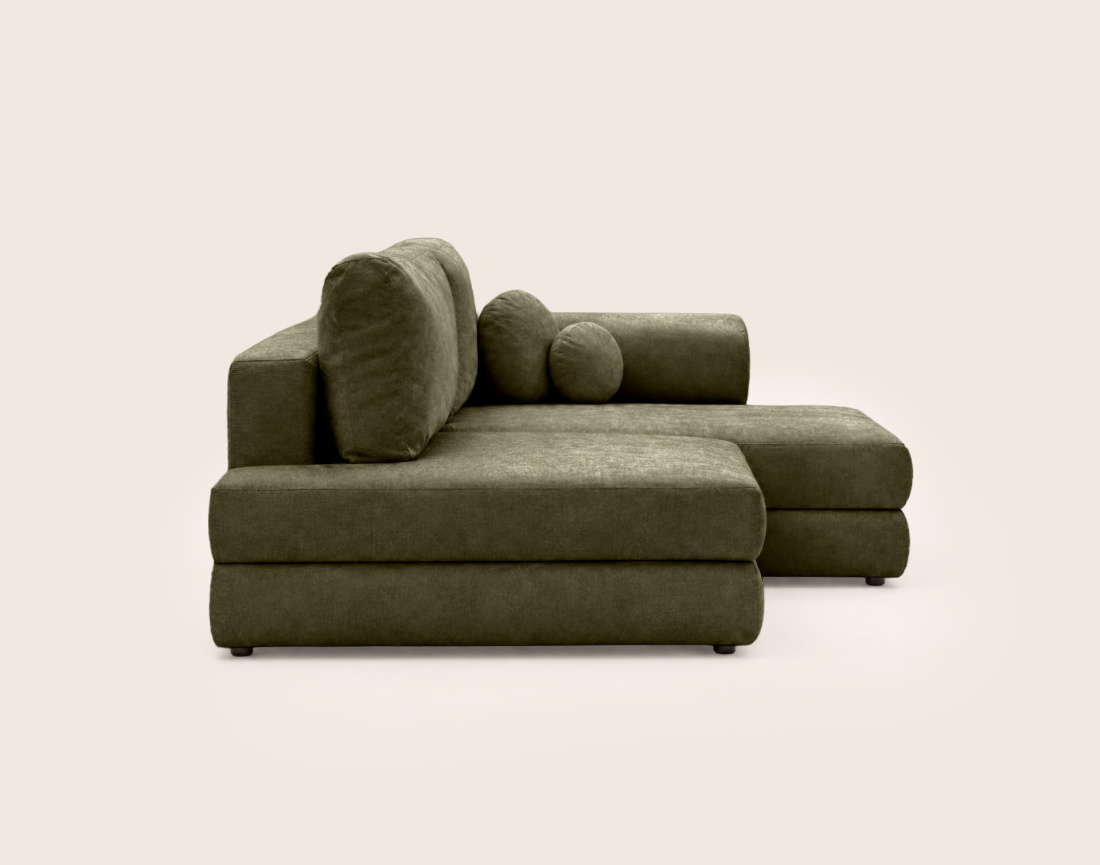Canapé APRIL angle droit 4 places convertible coffre velours texturé | Best Mobilier