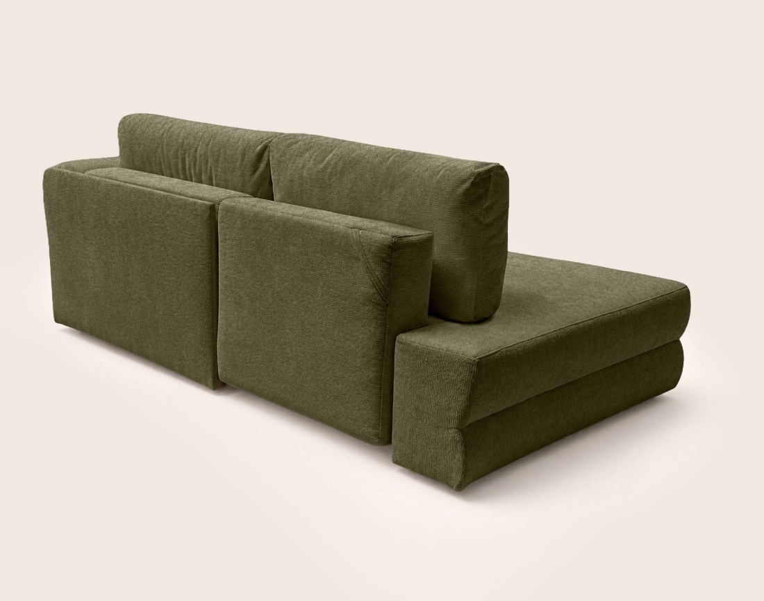 Canapé APRIL angle droit 4 places convertible coffre velours texturé | Best Mobilier