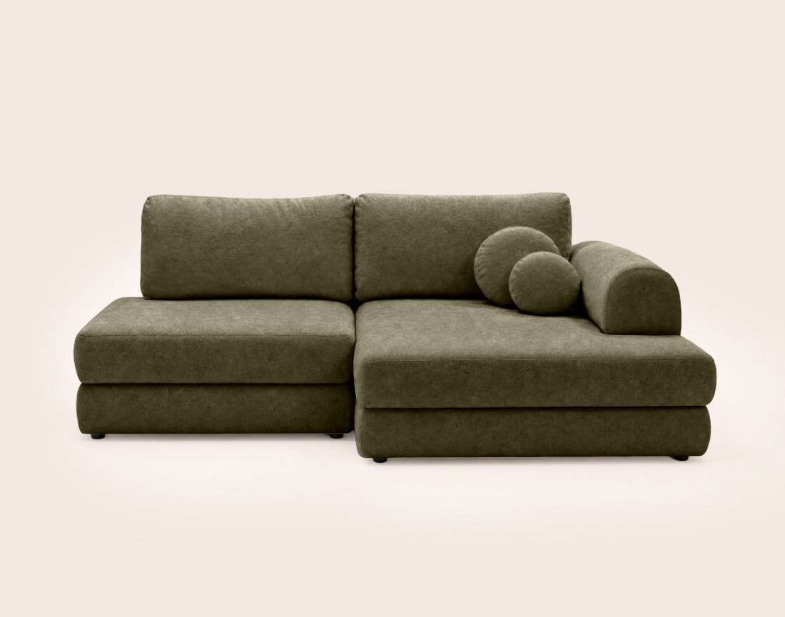 Canapé APRIL angle droit 4 places convertible coffre velours texturé | Best Mobilier