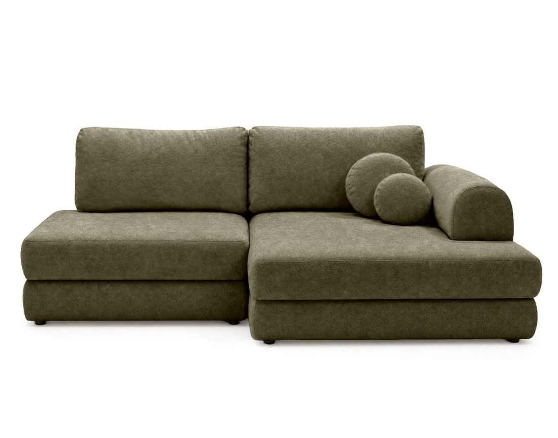 Canapé APRIL angle droit 4 places convertible coffre velours texturé | Best Mobilier