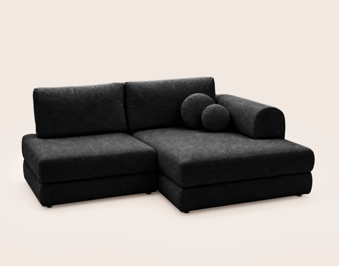 Canapé APRIL angle droit 4 places convertible coffre velours texturé | Best Mobilier