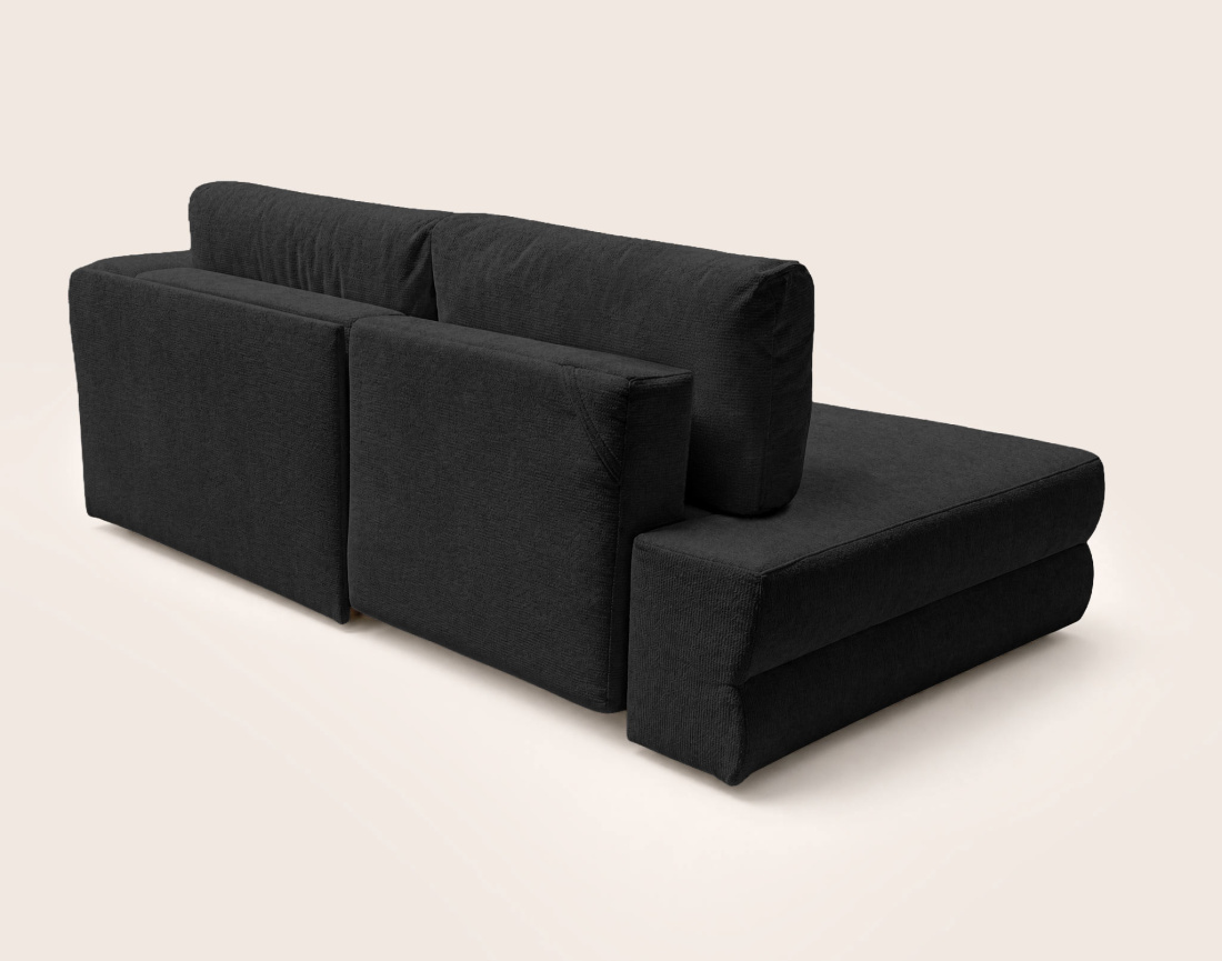 Canapé APRIL angle droit 4 places convertible coffre velours texturé | Best Mobilier