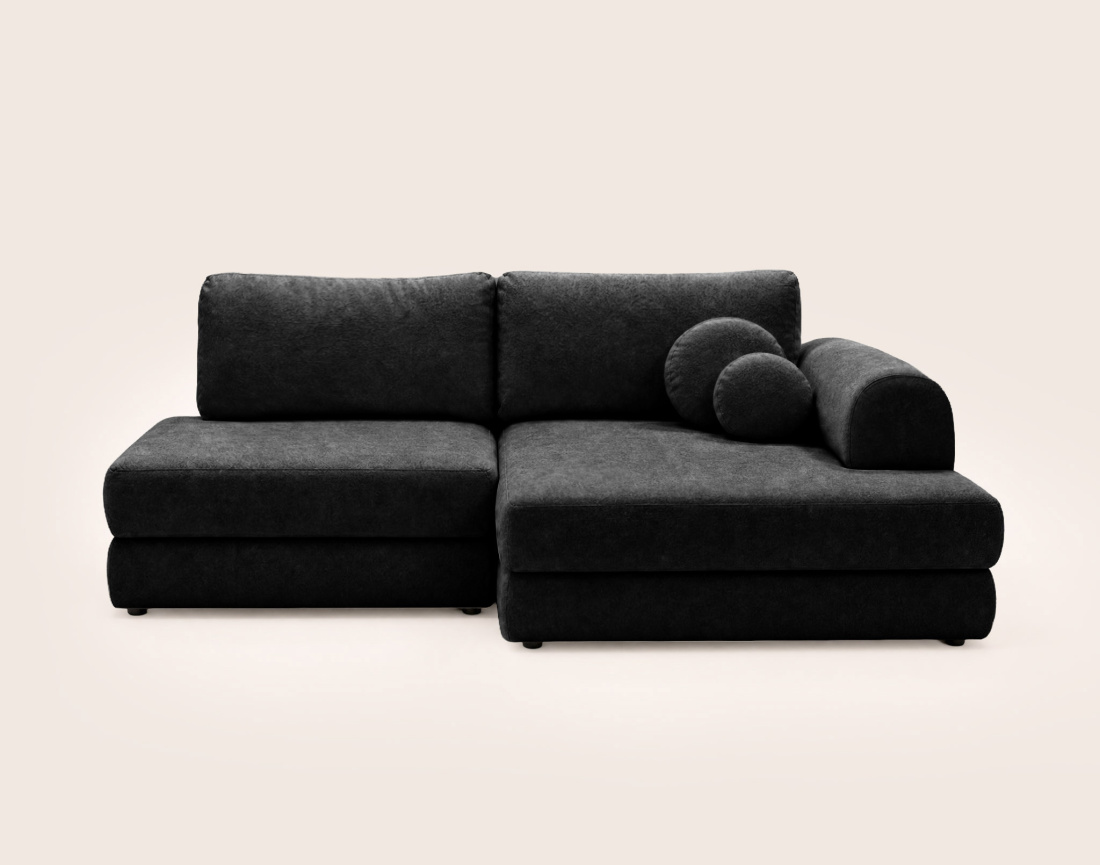 Canapé APRIL angle droit 4 places convertible coffre velours texturé | Best Mobilier
