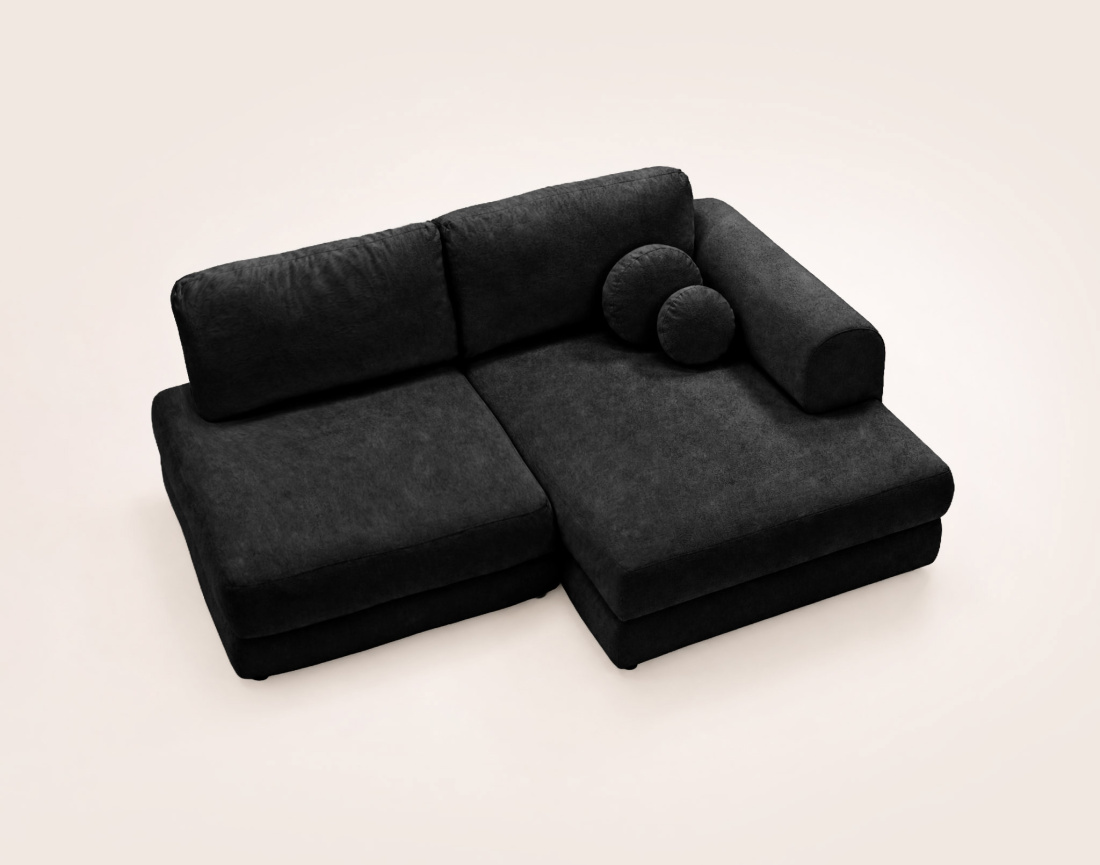 Canapé APRIL angle droit 4 places convertible coffre velours texturé | Best Mobilier