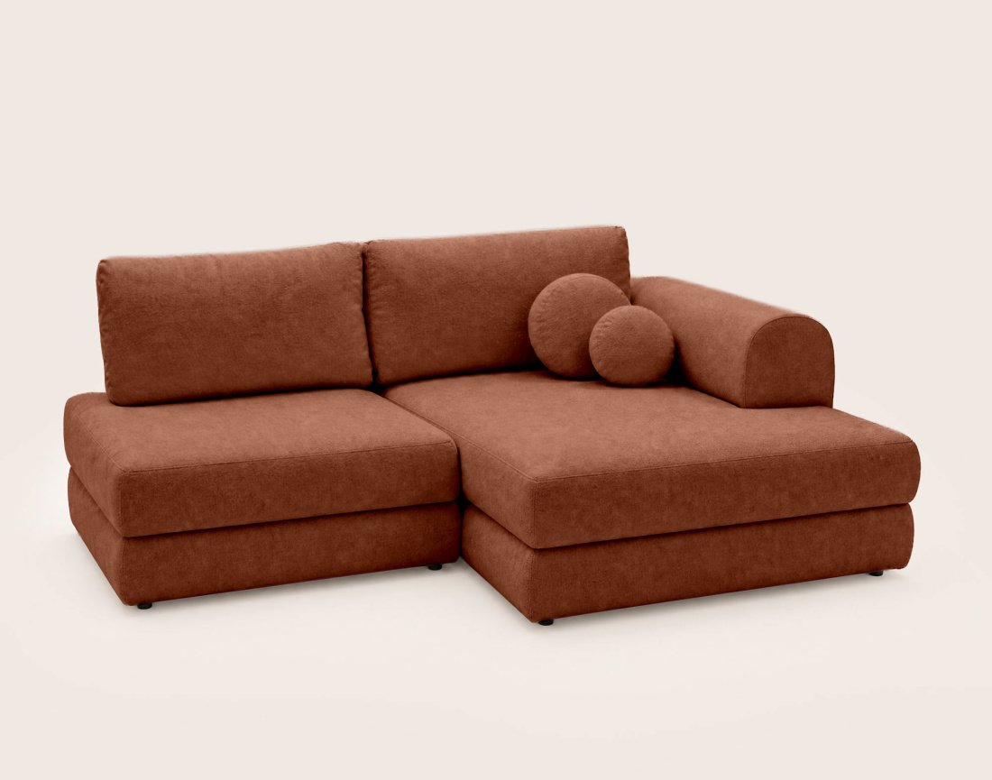 Canapé APRIL angle droit 4 places convertible coffre velours texturé | Best Mobilier