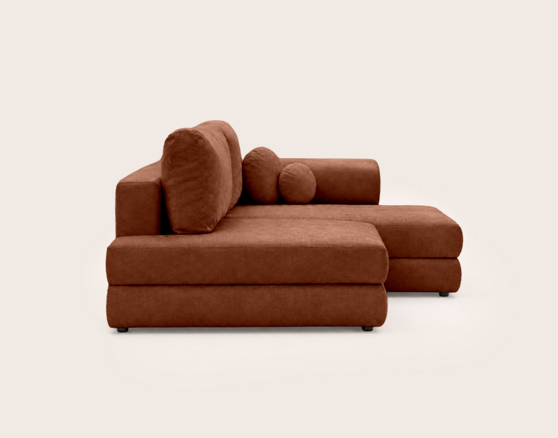 Canapé APRIL angle droit 4 places convertible coffre velours texturé | Best Mobilier