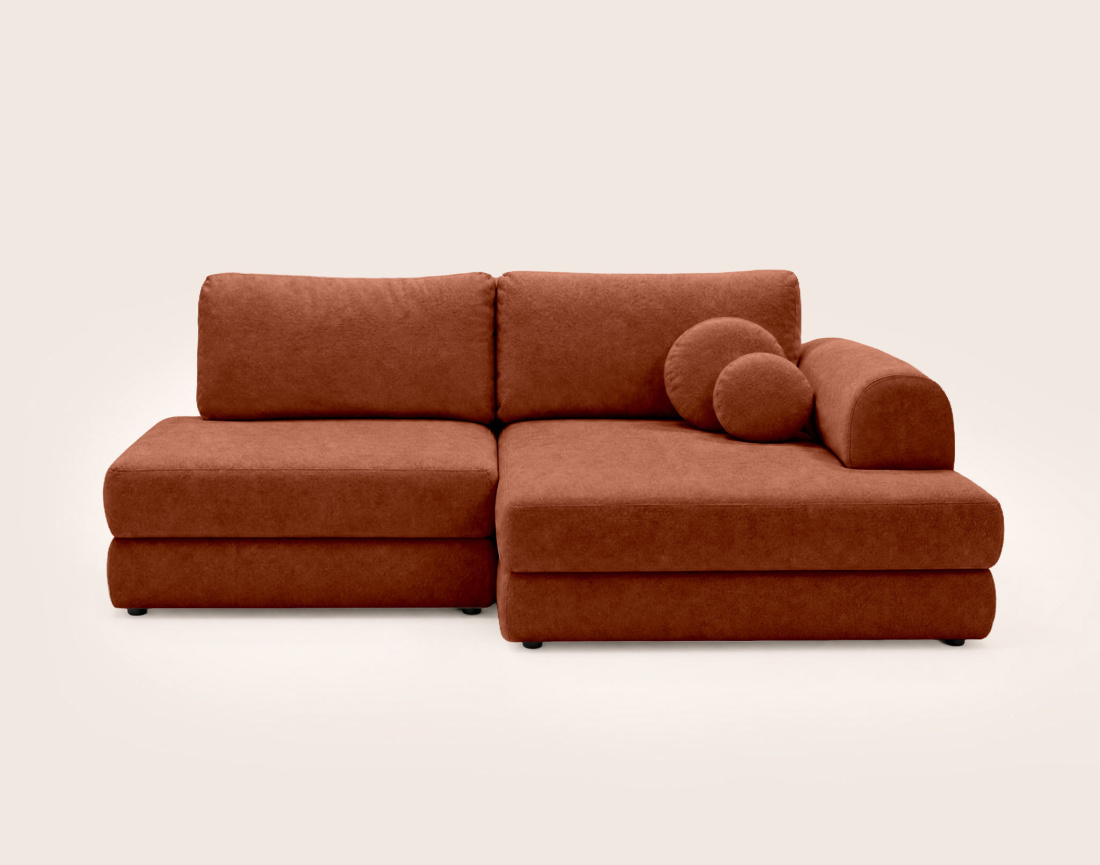 Canapé APRIL angle droit 4 places convertible coffre velours texturé | Best Mobilier
