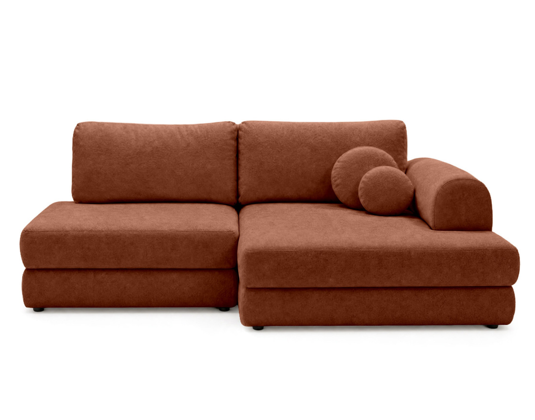 Canapé APRIL angle droit 4 places convertible coffre velours texturé | Best Mobilier
