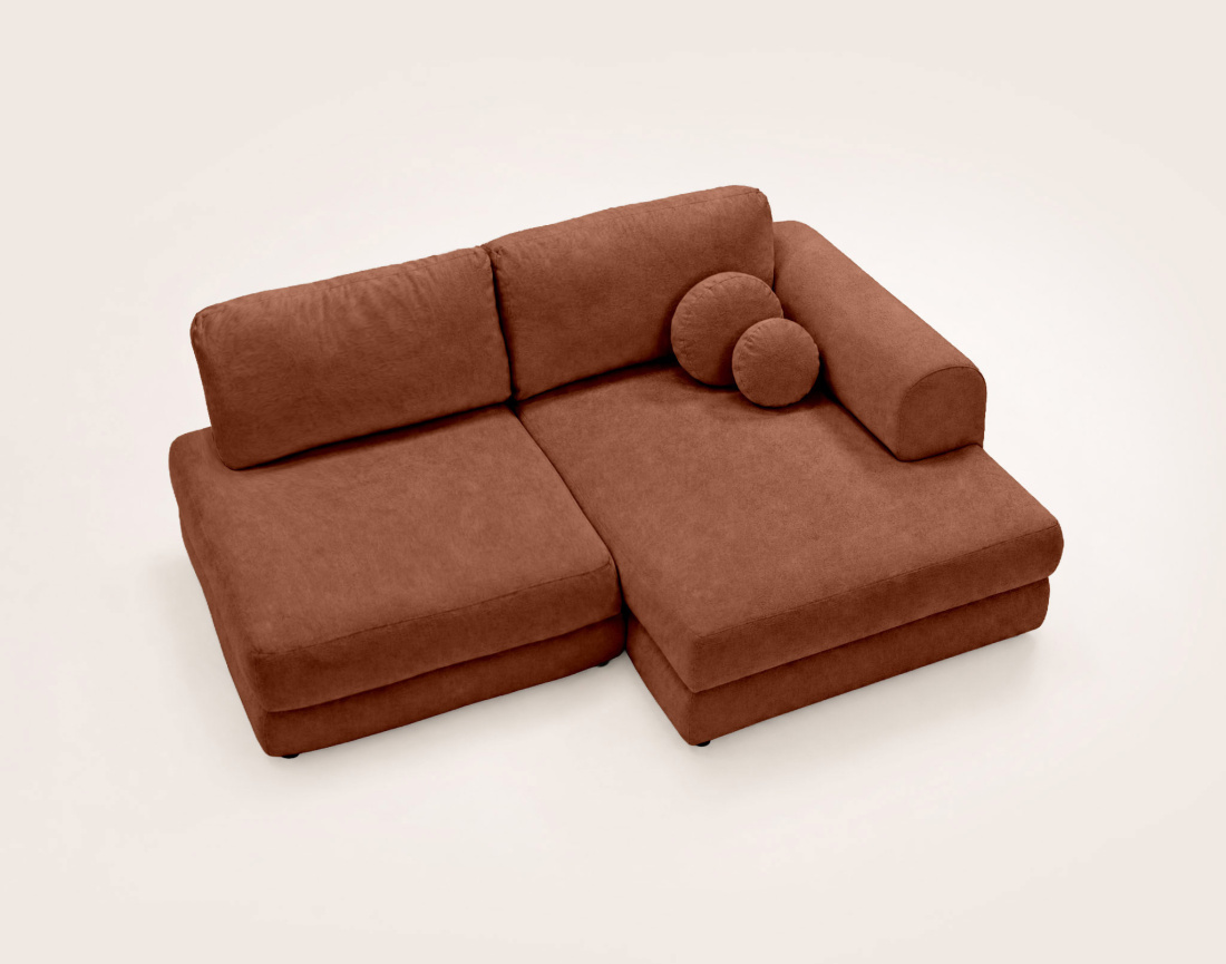 Canapé APRIL angle droit 4 places convertible coffre velours texturé | Best Mobilier