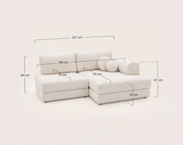 Canapé APRIL angle droit 4 places convertible coffre velours texturé | Best Mobilier