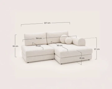 Canapé APRIL angle droit 4 places convertible coffre velours texturé | Best Mobilier