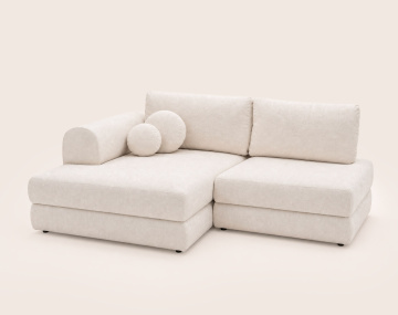 Canapé APRIL angle gauche 4 places convertible coffre velours texturé | Best Mobilier
