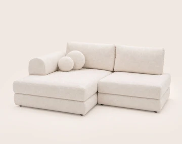 Canapé APRIL angle gauche 4 places convertible coffre velours texturé | Best Mobilier