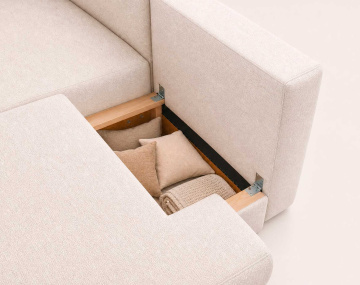 Canapé APRIL angle gauche 4 places convertible coffre velours texturé | Best Mobilier