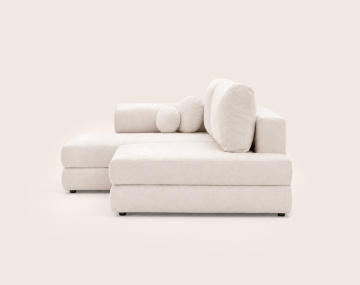 Canapé APRIL angle gauche 4 places convertible coffre velours texturé | Best Mobilier
