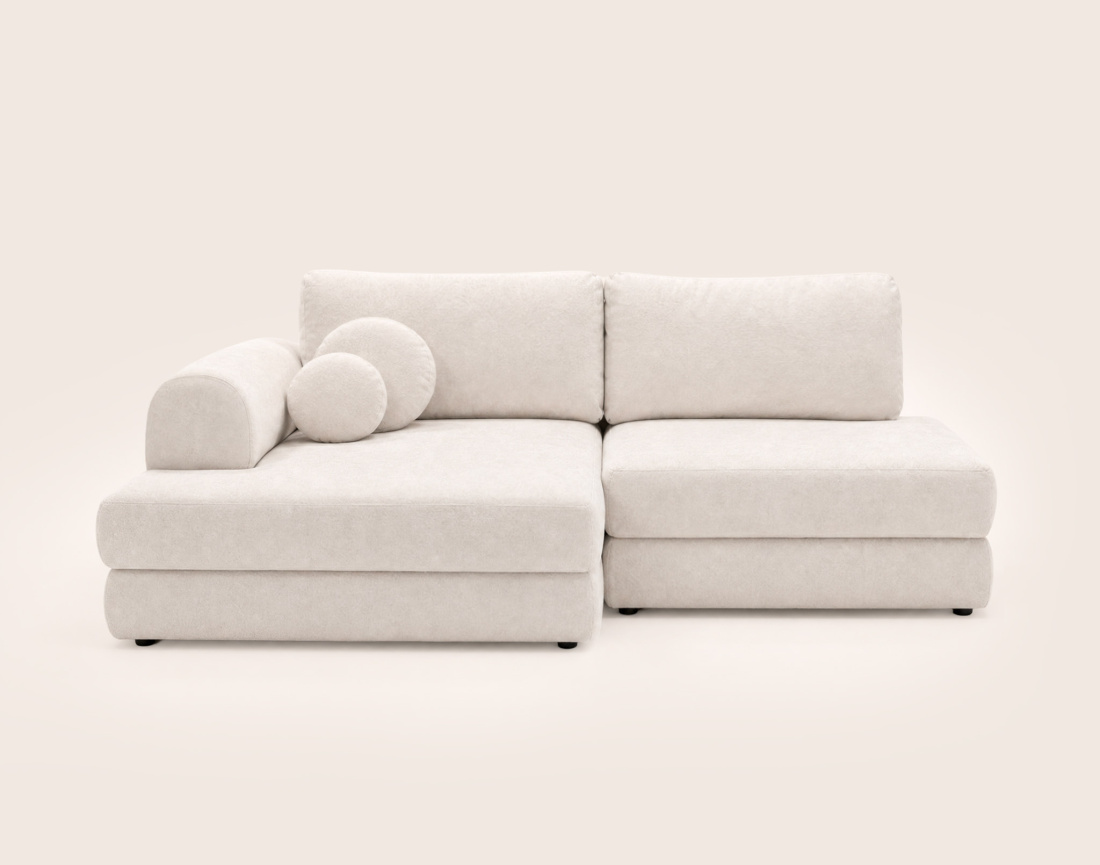 Canapé APRIL angle gauche 4 places convertible coffre velours texturé | Best Mobilier