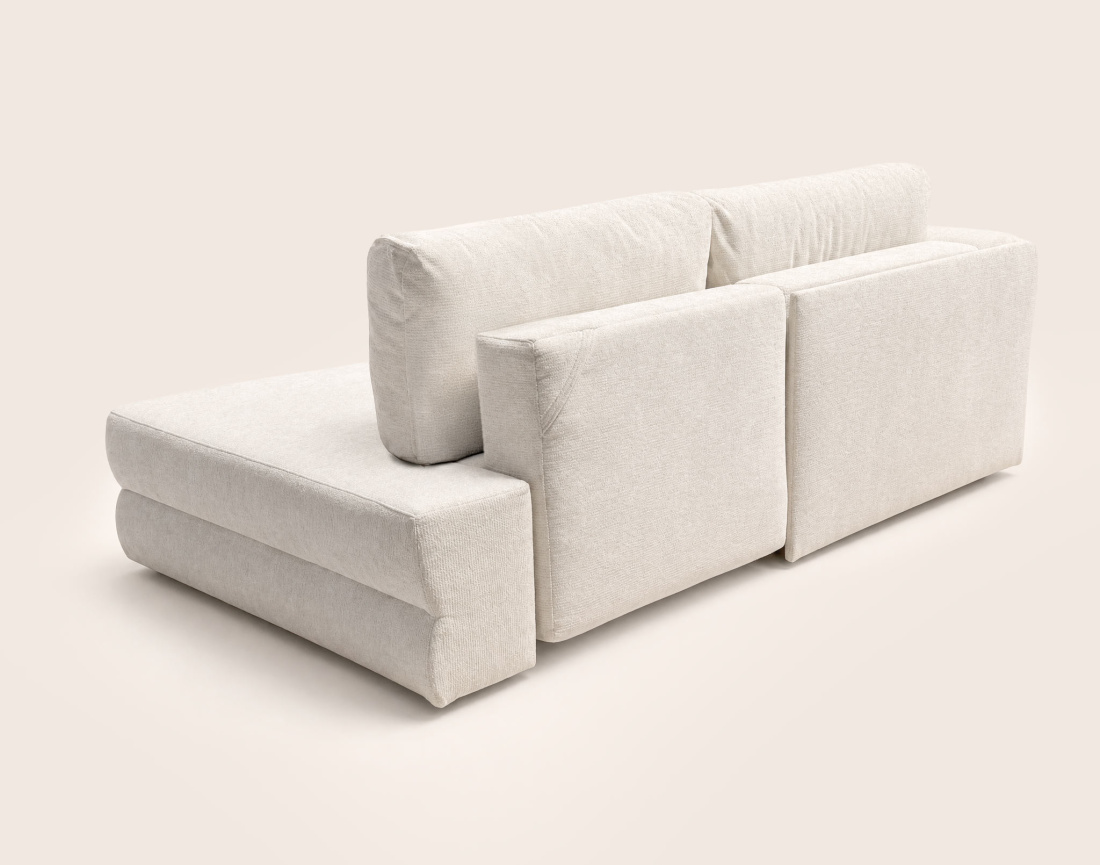 Canapé APRIL angle gauche 4 places convertible coffre velours texturé | Best Mobilier