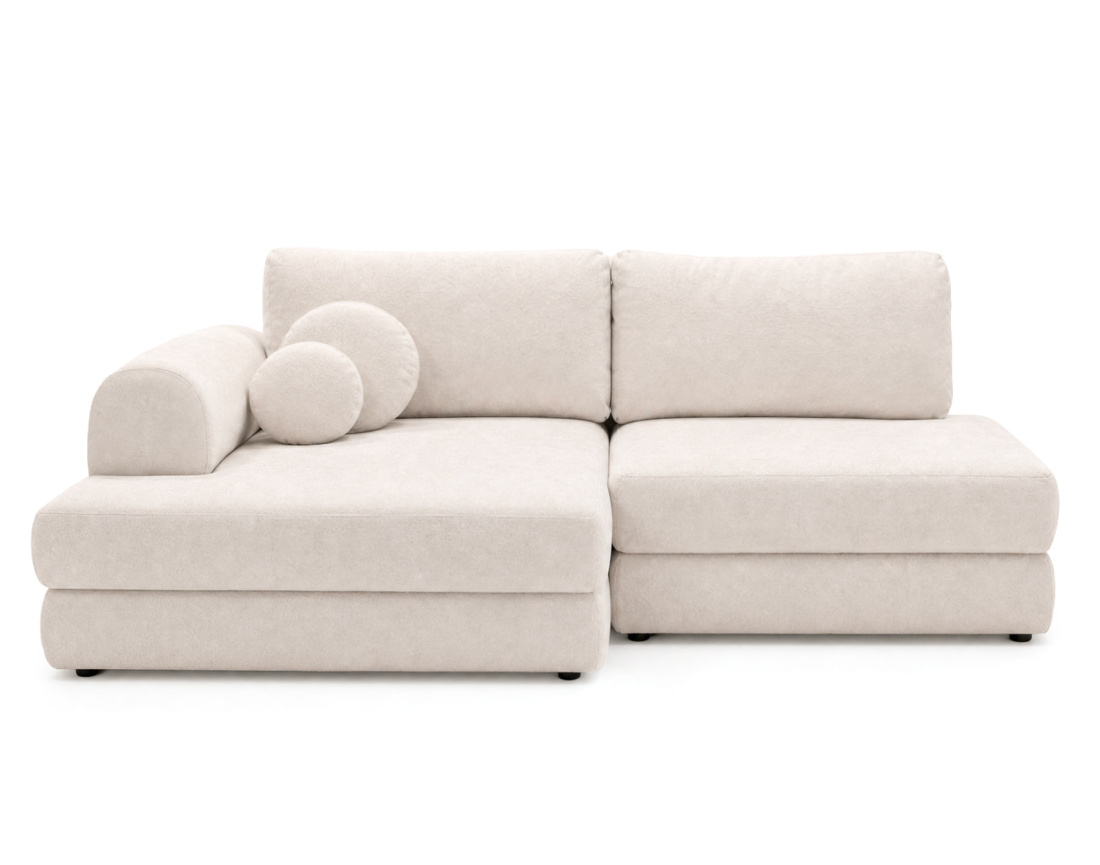 Canapé APRIL angle gauche 4 places convertible coffre velours texturé | Best Mobilier