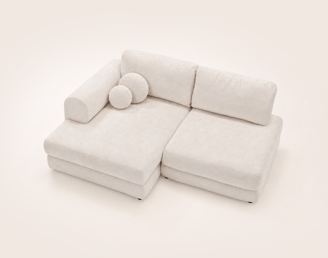 Canapé APRIL angle gauche 4 places convertible coffre velours texturé | Best Mobilier