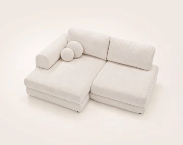 Canapé APRIL angle gauche 4 places convertible coffre velours texturé | Best Mobilier