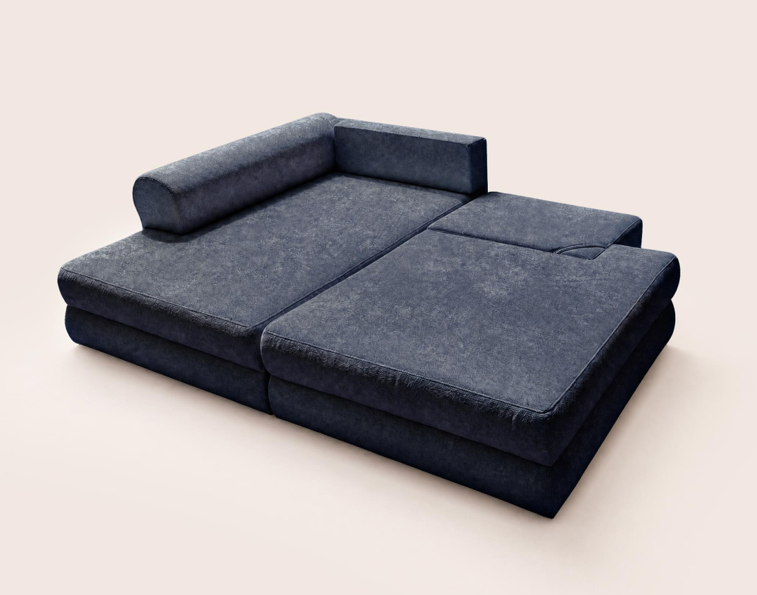 Canapé APRIL angle gauche 4 places convertible coffre velours texturé | Best Mobilier