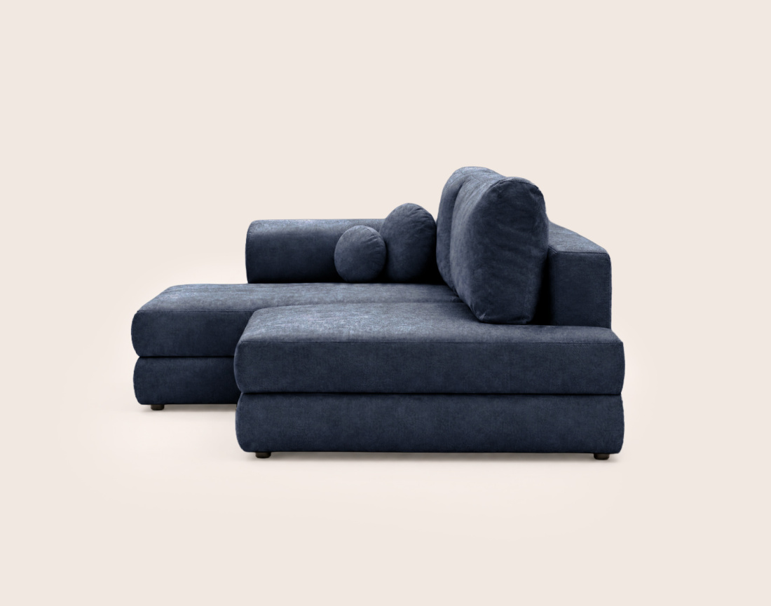 Canapé APRIL angle gauche 4 places convertible coffre velours texturé | Best Mobilier