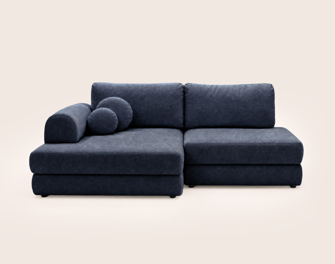 Canapé APRIL angle gauche 4 places convertible coffre velours texturé | Best Mobilier