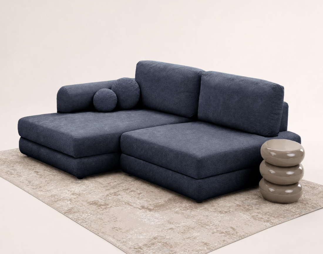Canapé APRIL angle gauche 4 places convertible coffre velours texturé | Best Mobilier