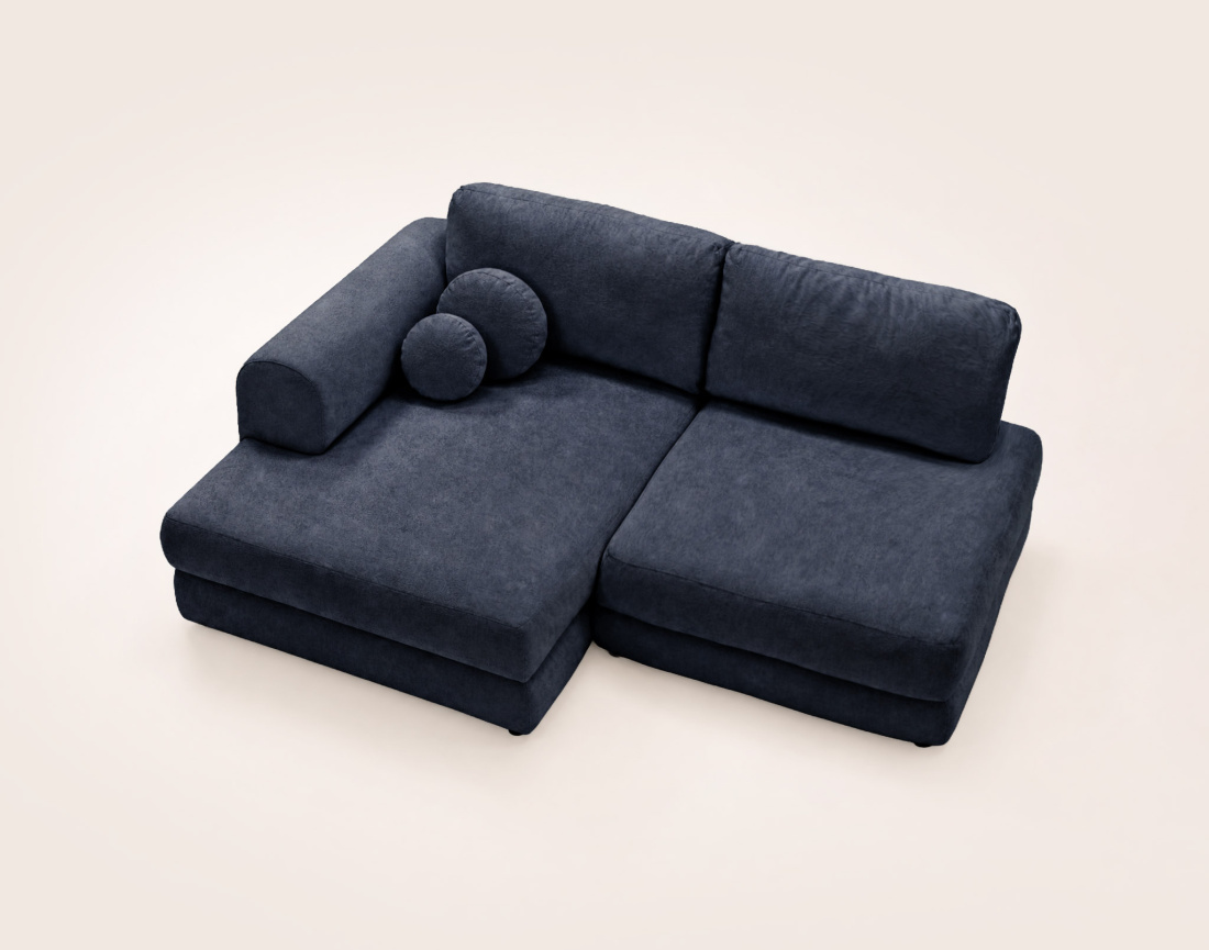 Canapé APRIL angle gauche 4 places convertible coffre velours texturé | Best Mobilier
