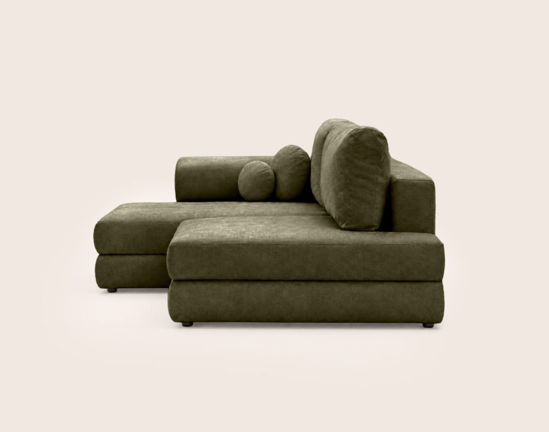 Canapé APRIL angle gauche 4 places convertible coffre velours texturé | Best Mobilier