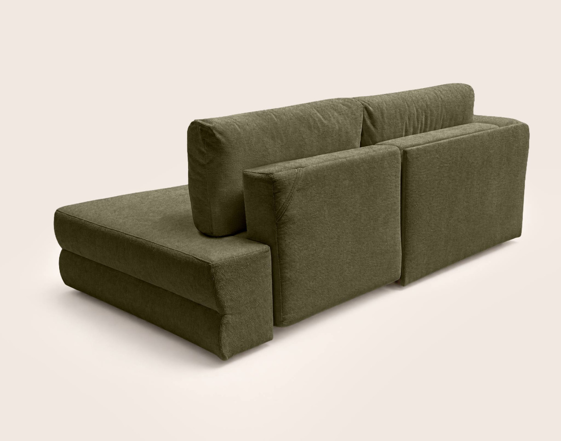 Canapé APRIL angle gauche 4 places convertible coffre velours texturé | Best Mobilier
