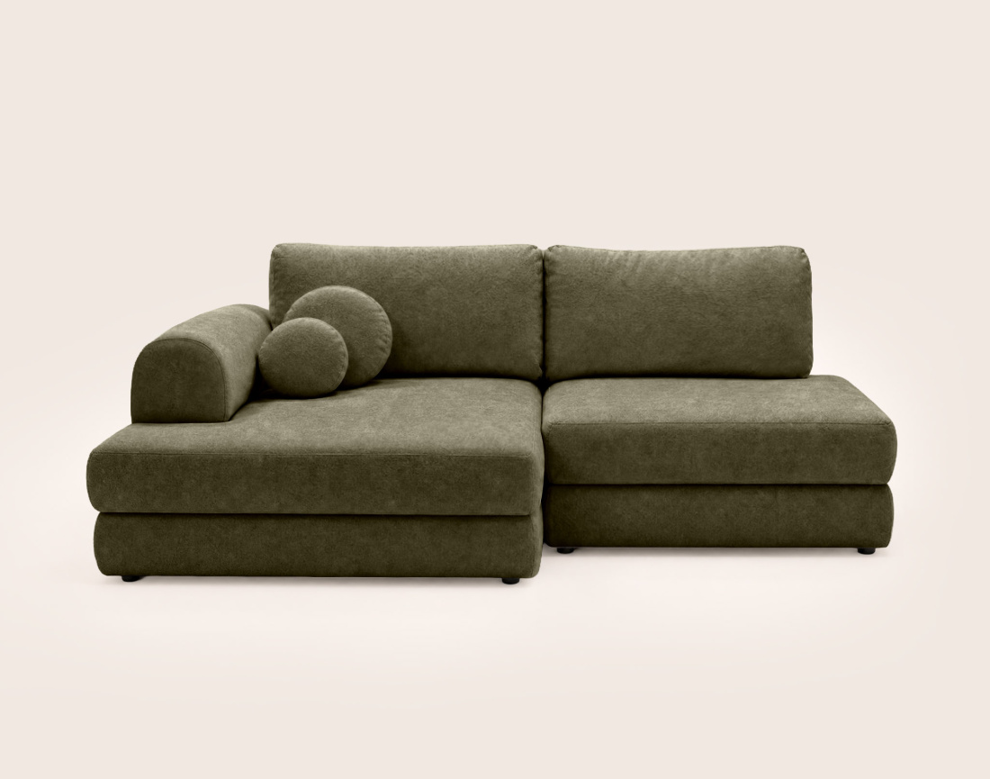 Canapé APRIL angle gauche 4 places convertible coffre velours texturé | Best Mobilier
