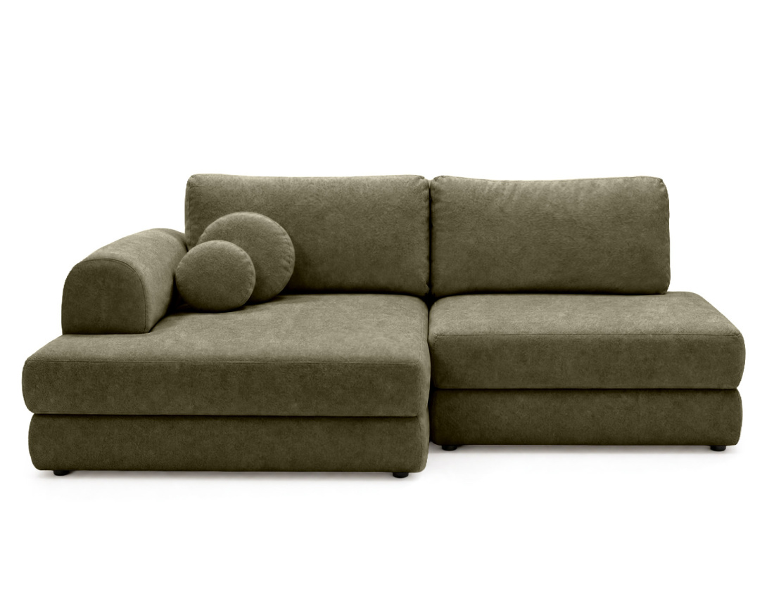 Canapé APRIL angle gauche 4 places convertible coffre velours texturé | Best Mobilier