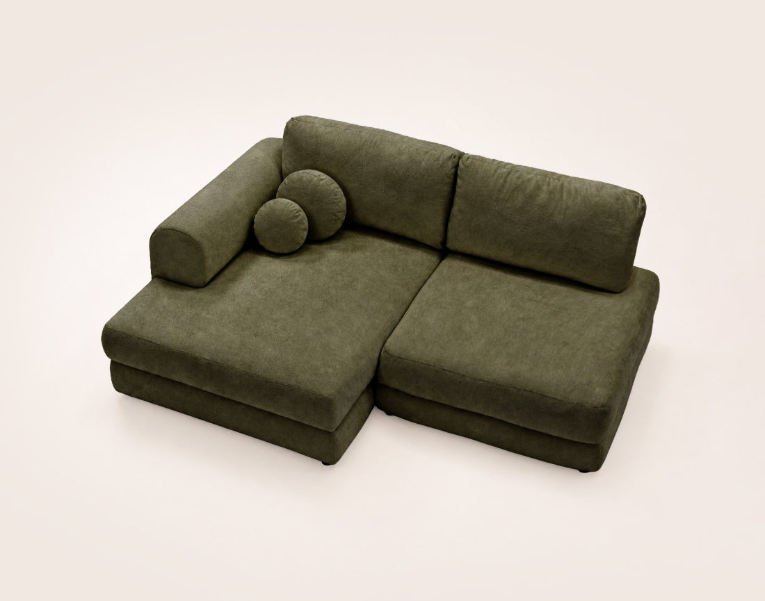 Canapé APRIL angle gauche 4 places convertible coffre velours texturé | Best Mobilier