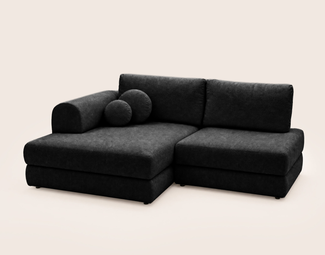 Canapé APRIL angle gauche 4 places convertible coffre velours texturé | Best Mobilier