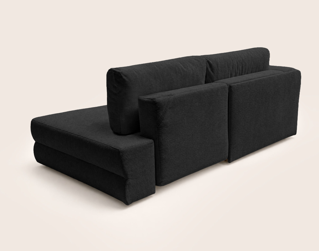 Canapé APRIL angle gauche 4 places convertible coffre velours texturé | Best Mobilier