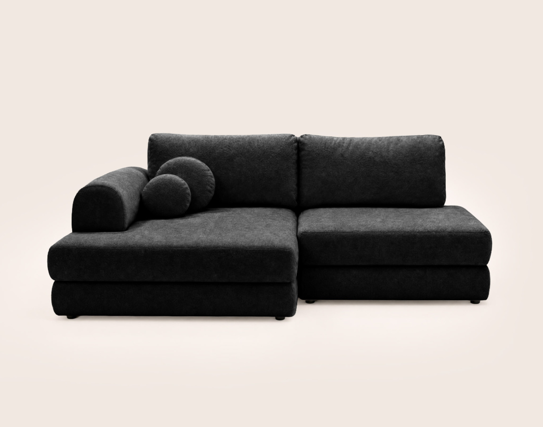 Canapé APRIL angle gauche 4 places convertible coffre velours texturé | Best Mobilier