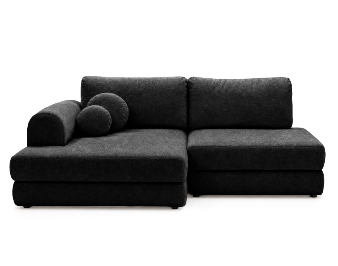 Canapé APRIL angle gauche 4 places convertible coffre velours texturé | Best Mobilier