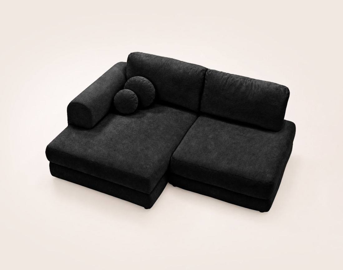 Canapé APRIL angle gauche 4 places convertible coffre velours texturé | Best Mobilier